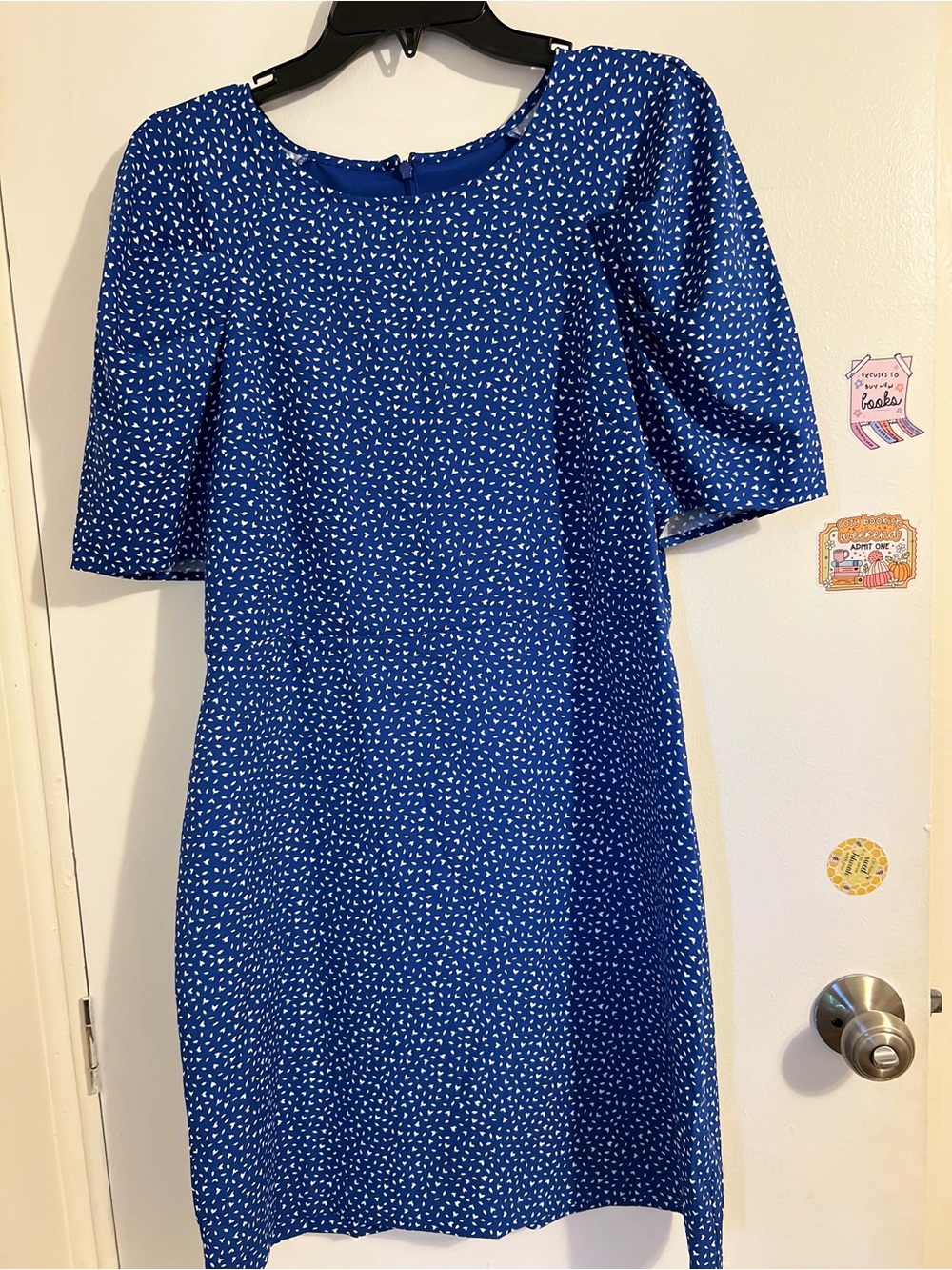 Banana Republic Blue and White Printed Midi Shift Dress